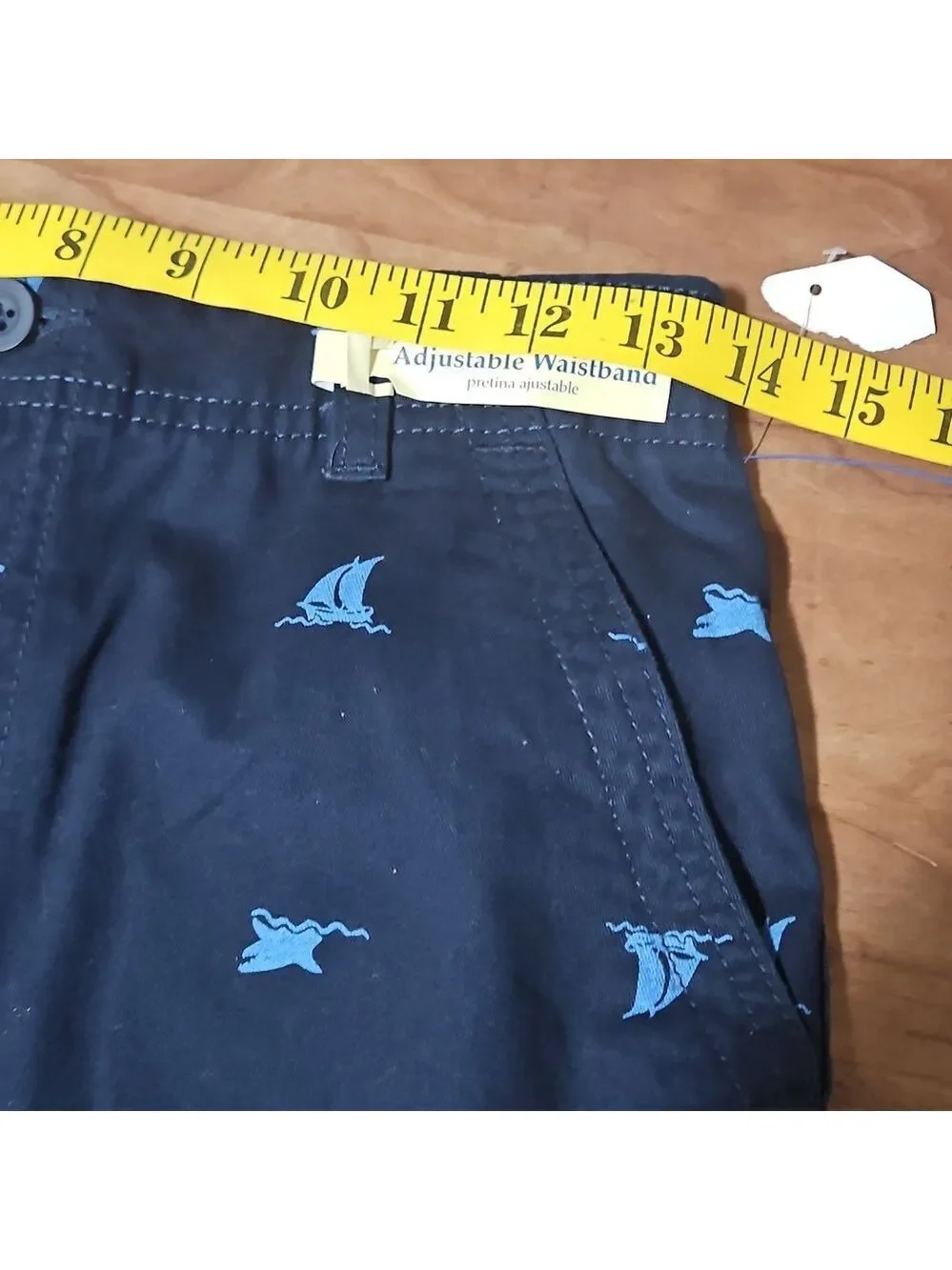 Faded Glory Boys’ Navy Blue Chino Shorts with Nautical Print  Size 12 Summer Kid
